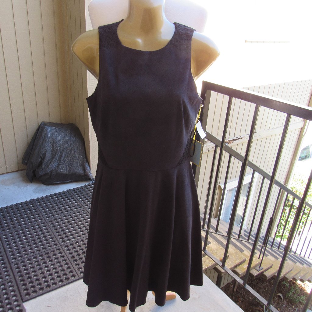 #121 New Women's Little Suede Black Dress By Cece (Size 2us / 6uk)
